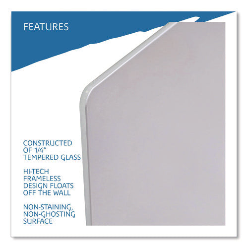 Image of Iceberg Clarity Glass Dry Erase Board with Aluminum Trim, 60" x 36", White Surface, Satin Aluminum Frame
