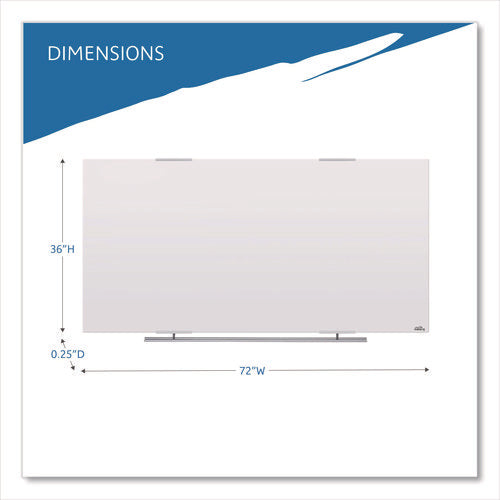 Image of Iceberg Clarity Glass Dry Erase Board with Aluminum Trim, 72" x 36", White Surface, Satin Aluminum Frame