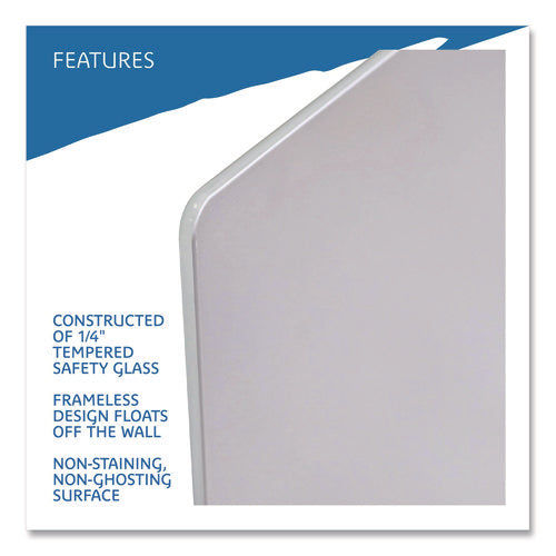 Image of Iceberg Clarity Glass Dry Erase Board with Aluminum Trim, 72" x 36", White Surface, Satin Aluminum Frame