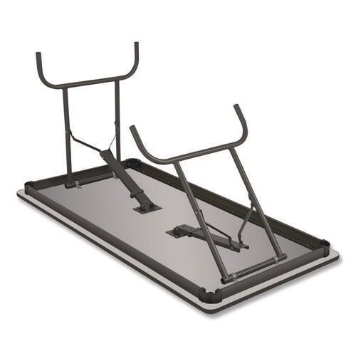 Image of Iceberg OfficeWorks Commercial Wood-Laminate Folding Table, Rectangular, 60" x 30" x 29", Gray/Charcoal