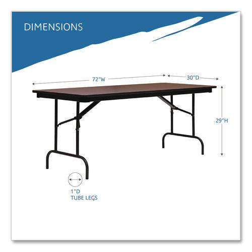 Image of Iceberg OfficeWorks Commercial Wood-Laminate Folding Table, Rectangular, 72" x 30" x 29", Mahogany