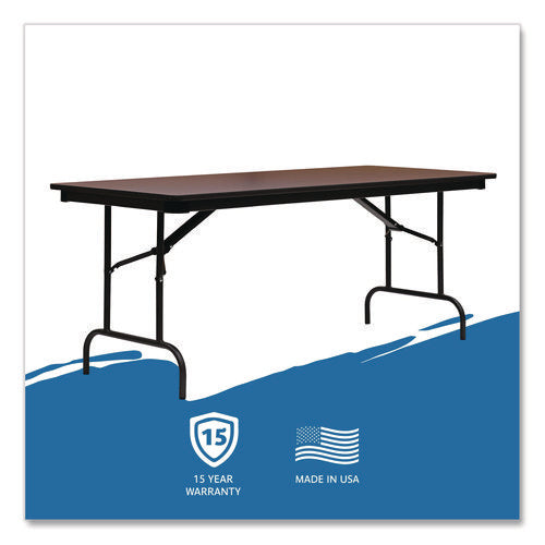 Image of Iceberg OfficeWorks Commercial Wood-Laminate Folding Table, Rectangular, 72" x 30" x 29", Mahogany