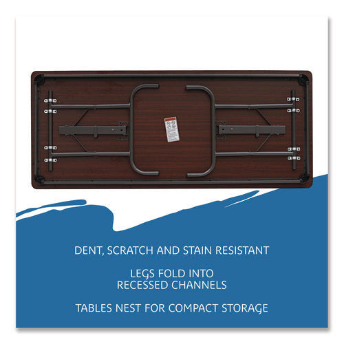 Image of Iceberg OfficeWorks Commercial Wood-Laminate Folding Table, Rectangular, 72" x 30" x 29", Mahogany