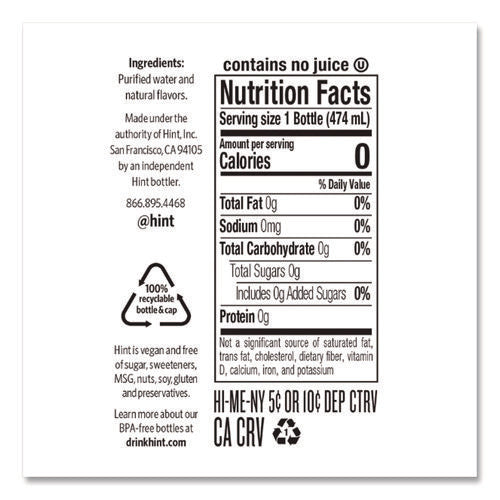 Image of hint® Flavored Water, Cherry, 16 Oz Bottle, 12 Bottles/carton