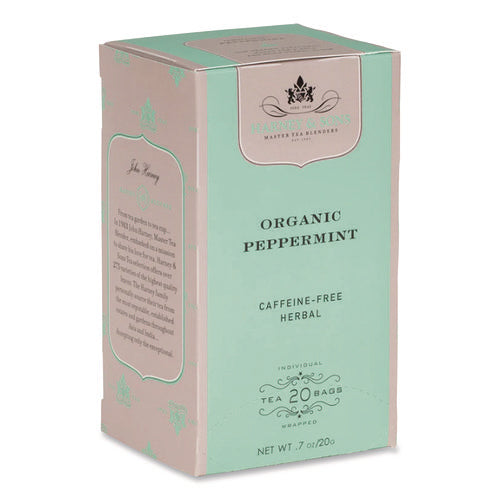 Image of Harney & Sons Premium Tea, Organic Peppermint Herbal Tea, Individually Wrapped Tea Bags, 20/box