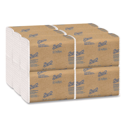 Image of Scott® Essential C-Fold Towels for Business, Absorbency Pockets, 1-Ply, 10.13 x 13.15, White, 200/Pack, 12 Packs/Carton
