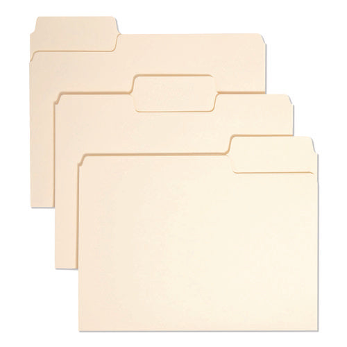 Image of Smead SuperTab Top Tab File Folders, 1/3-Cut Tabs: Assorted, Letter Size, 0.75" Expansion, 11-pt Manila, 100/Box