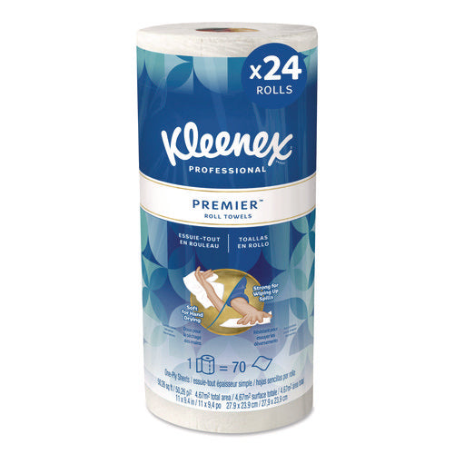 Image of Kleenex® Premiere Kitchen Roll Towels, 1-Ply, 11 x 10.4, White, 70/Roll, 24 Rolls/Carton