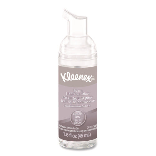 Image of Kleenex® Alcohol-Free Foam Hand Sanitizer, 1.5 Oz Pump Bottle, Unscented, 24/carton