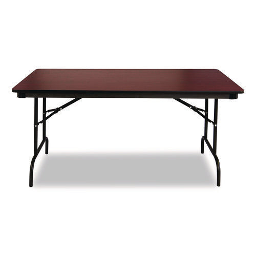 Image of Iceberg OfficeWorks Commercial Wood-Laminate Folding Table, Rectangular, 96" x 30" x 29", Mahogany