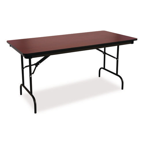 Image of Iceberg OfficeWorks Commercial Wood-Laminate Folding Table, Rectangular, 96" x 30" x 29", Mahogany