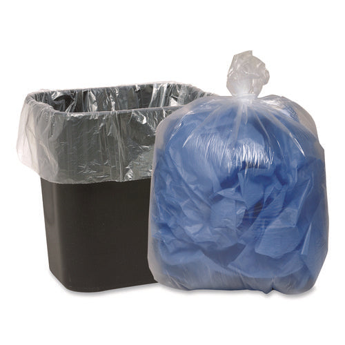 Image of Earthsense® Commercial Linear Low Density Clear Recycled Can Liners, 33 gal, 1.25 mil, 33" x 39", Clear, 10 Bags/Roll, 10 Rolls/Carton