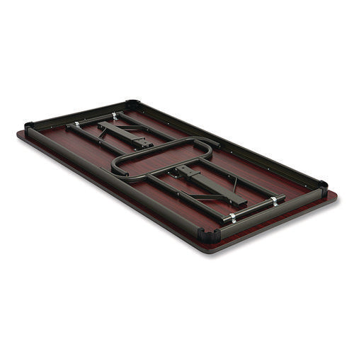 Image of Iceberg OfficeWorks Commercial Wood-Laminate Folding Table, Rectangular, 96" x 30" x 29", Mahogany