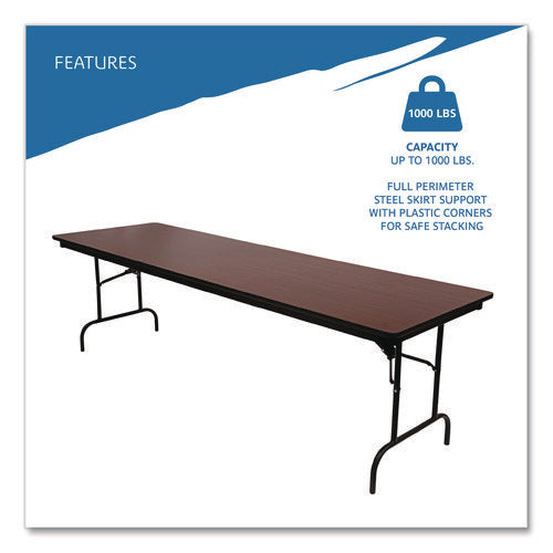 Image of Iceberg OfficeWorks Commercial Wood-Laminate Folding Table, Rectangular, 96" x 30" x 29", Mahogany