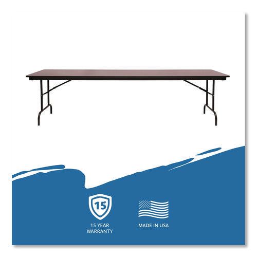 Image of Iceberg OfficeWorks Commercial Wood-Laminate Folding Table, Rectangular, 96" x 30" x 29", Mahogany