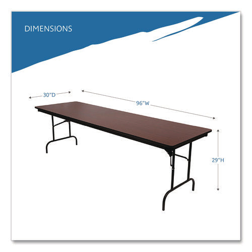 Image of Iceberg OfficeWorks Commercial Wood-Laminate Folding Table, Rectangular, 96" x 30" x 29", Mahogany