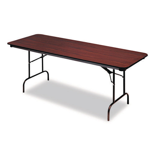 Image of Iceberg OfficeWorks Commercial Wood-Laminate Folding Table, Rectangular, 96" x 30" x 29", Mahogany