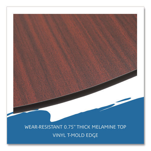 Image of Iceberg OfficeWorks Wood Folding Table, Round, 60" x 29", Mahogany Top, Gray Base
