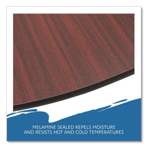 Image of Iceberg OfficeWorks Wood Folding Table, Round, 60" x 29", Mahogany Top, Gray Base