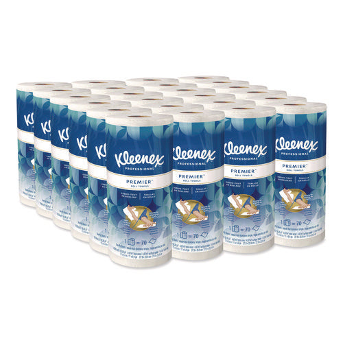 Image of Kleenex® Premiere Kitchen Roll Towels, 1-Ply, 11 x 10.4, White, 70/Roll, 24 Rolls/Carton