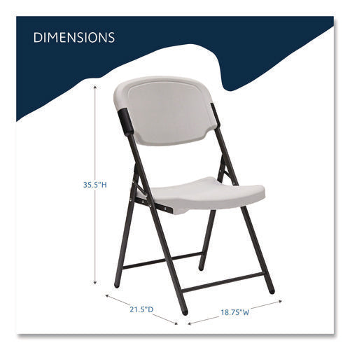Image of Iceberg Rough n Ready Commercial Folding Chair, Supports Up to 350 lb, 15.25" Seat Height, Platinum Seat, Platinum Back, Black Base