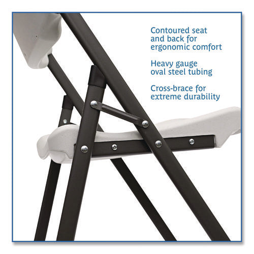 Image of Iceberg Rough n Ready Commercial Folding Chair, Supports Up to 350 lb, 15.25" Seat Height, Platinum Seat, Platinum Back, Black Base