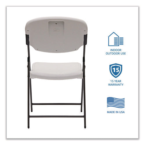 Image of Iceberg Rough n Ready Commercial Folding Chair, Supports Up to 350 lb, 15.25" Seat Height, Platinum Seat, Platinum Back, Black Base