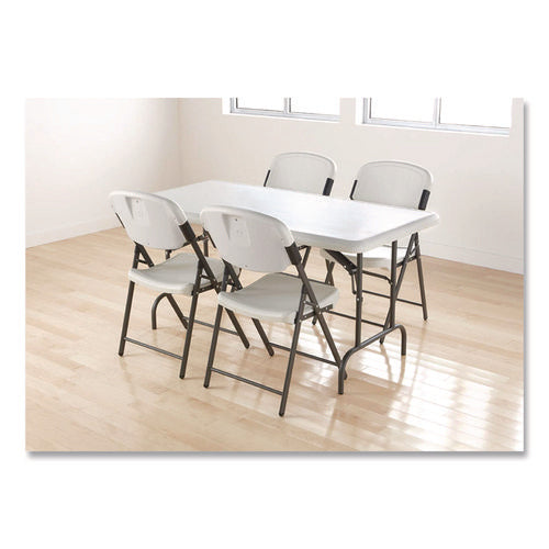 Image of Iceberg Rough n Ready Commercial Folding Chair, Supports Up to 350 lb, 15.25" Seat Height, Platinum Seat, Platinum Back, Black Base