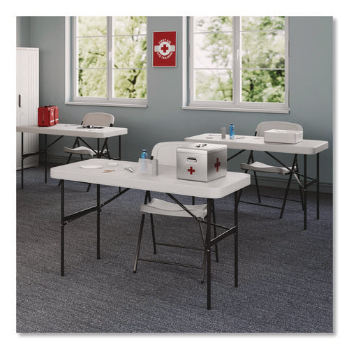 Image of Iceberg Rough n Ready Commercial Folding Chair, Supports Up to 350 lb, 15.25" Seat Height, Platinum Seat, Platinum Back, Black Base