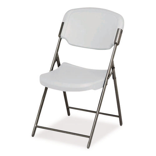 Image of Iceberg Rough n Ready Commercial Folding Chair, Supports Up to 350 lb, 15.25" Seat Height, Platinum Seat, Platinum Back, Black Base