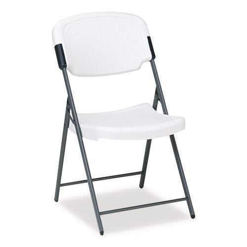 Image of Iceberg Rough n Ready Commercial Folding Chair, Supports Up to 350 lb, 15.25" Seat Height, Platinum Seat, Platinum Back, Black Base