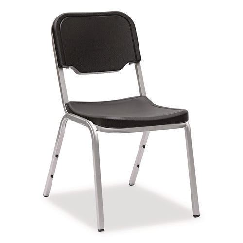 Image of Iceberg Rough n Ready Stack Chair, Supports Up to 500 lb, 17.5" Seat Height, Black Seat, Black Back, Silver Base, 4/Carton