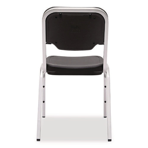 Image of Iceberg Rough n Ready Stack Chair, Supports Up to 500 lb, 17.5" Seat Height, Black Seat, Black Back, Silver Base, 4/Carton