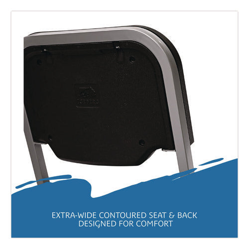Image of Iceberg Rough n Ready Stack Chair, Supports Up to 500 lb, 17.5" Seat Height, Black Seat, Black Back, Silver Base, 4/Carton