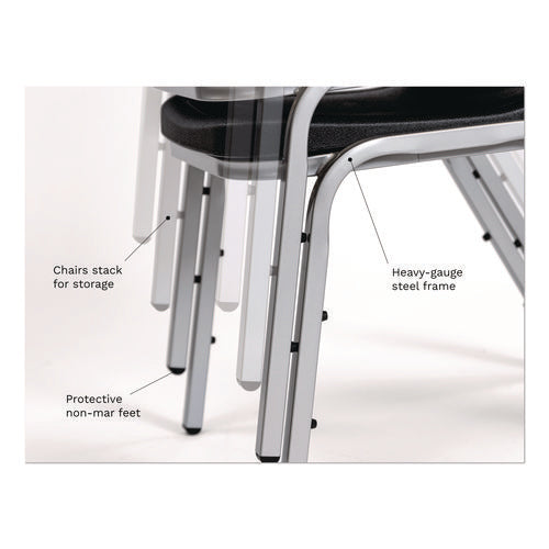 Image of Iceberg Rough n Ready Stack Chair, Supports Up to 500 lb, 17.5" Seat Height, Black Seat, Black Back, Silver Base, 4/Carton