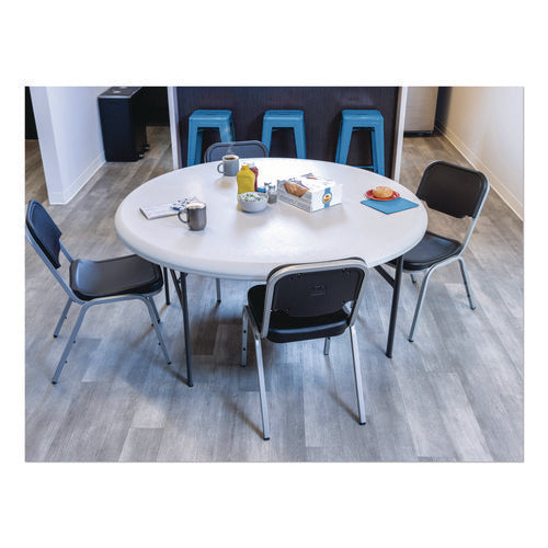 Image of Iceberg Rough n Ready Stack Chair, Supports Up to 500 lb, 17.5" Seat Height, Black Seat, Black Back, Silver Base, 4/Carton