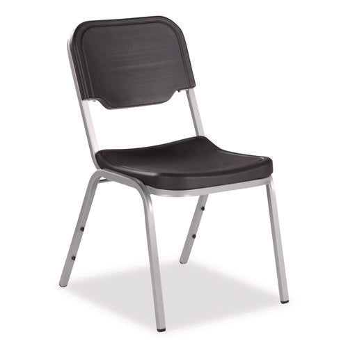 Image of Iceberg Rough n Ready Stack Chair, Supports Up to 500 lb, 17.5" Seat Height, Charcoal Seat, Charcoal Back, Silver Base, 4/Carton