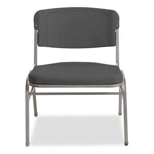 Image of Iceberg Rough n Ready Wide-Format Big and Tall Stack Chair, Supports 500 lb, 18.5" Seat Height, Charcoal Seat/Back, Silver Base, 4/CT