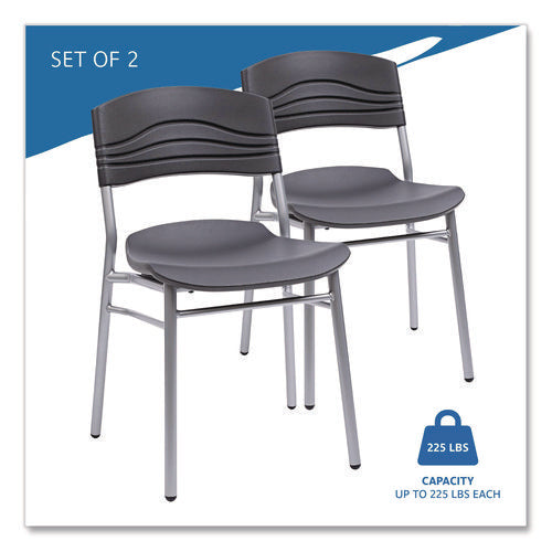 Image of Iceberg CafeWorks Chair, Supports Up to 225 lb, 18" Seat Height, Graphite Seat/Back, Silver Base, 2/Carton