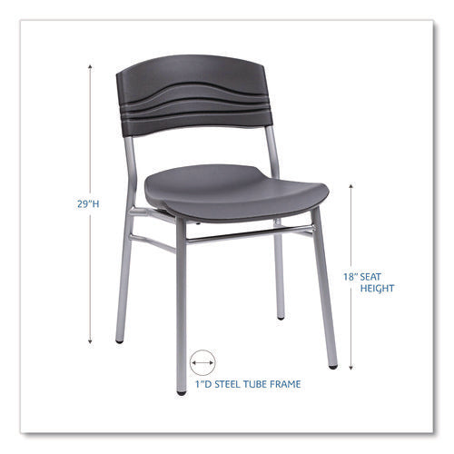 Image of Iceberg CafeWorks Chair, Supports Up to 225 lb, 18" Seat Height, Graphite Seat/Back, Silver Base, 2/Carton