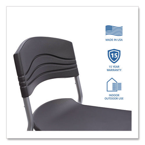 Image of Iceberg CafeWorks Chair, Supports Up to 225 lb, 18" Seat Height, Graphite Seat/Back, Silver Base, 2/Carton