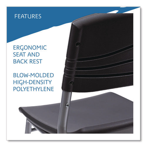 Image of Iceberg CafeWorks Chair, Supports Up to 225 lb, 18" Seat Height, Graphite Seat/Back, Silver Base, 2/Carton