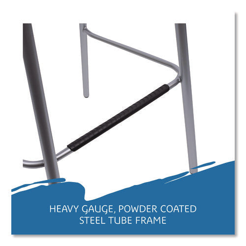 Image of Iceberg CafeWorks Stool, Supports Up to 225 lb, 30" Seat Height, Graphite Seat, Graphite Back, Silver Base