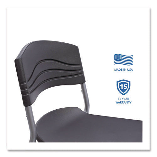 Image of Iceberg CafeWorks Stool, Supports Up to 225 lb, 30" Seat Height, Graphite Seat, Graphite Back, Silver Base