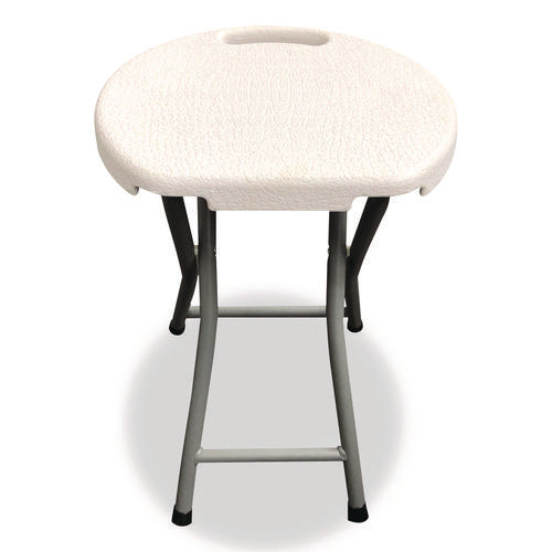 Image of Iceberg Rough n Ready Folding Stool, Backless, Supports Up to 300 lb, 18" Seat Height, White Seat, Charcoal Base, 4/Carton