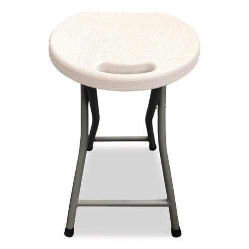 Image of Iceberg Rough n Ready Folding Stool, Backless, Supports Up to 300 lb, 18" Seat Height, White Seat, Charcoal Base, 4/Carton