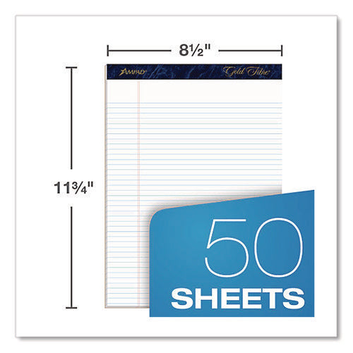 Image of Ampad® Gold Fibre Writing Pads, Narrow Rule, 50 White 8.5 X 11.75 Sheets, Dozen