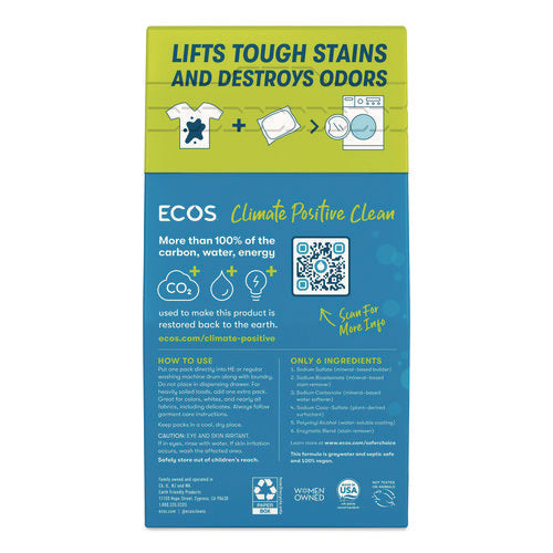 Image of ECOS® Laundry Detergent Packs, Free and Clear, 40/Pack
