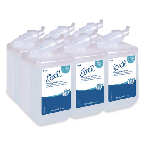 Image of Scott® Moisturizing Hand and Body Lotion, 1 L Bottle, Fresh Scent, 6/Carton
