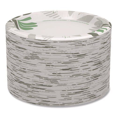 Image of Dixie® Pathways Soak Proof Shield Heavyweight Paper Plates, 10.13" Dia, Green/burgundy, 125/pack